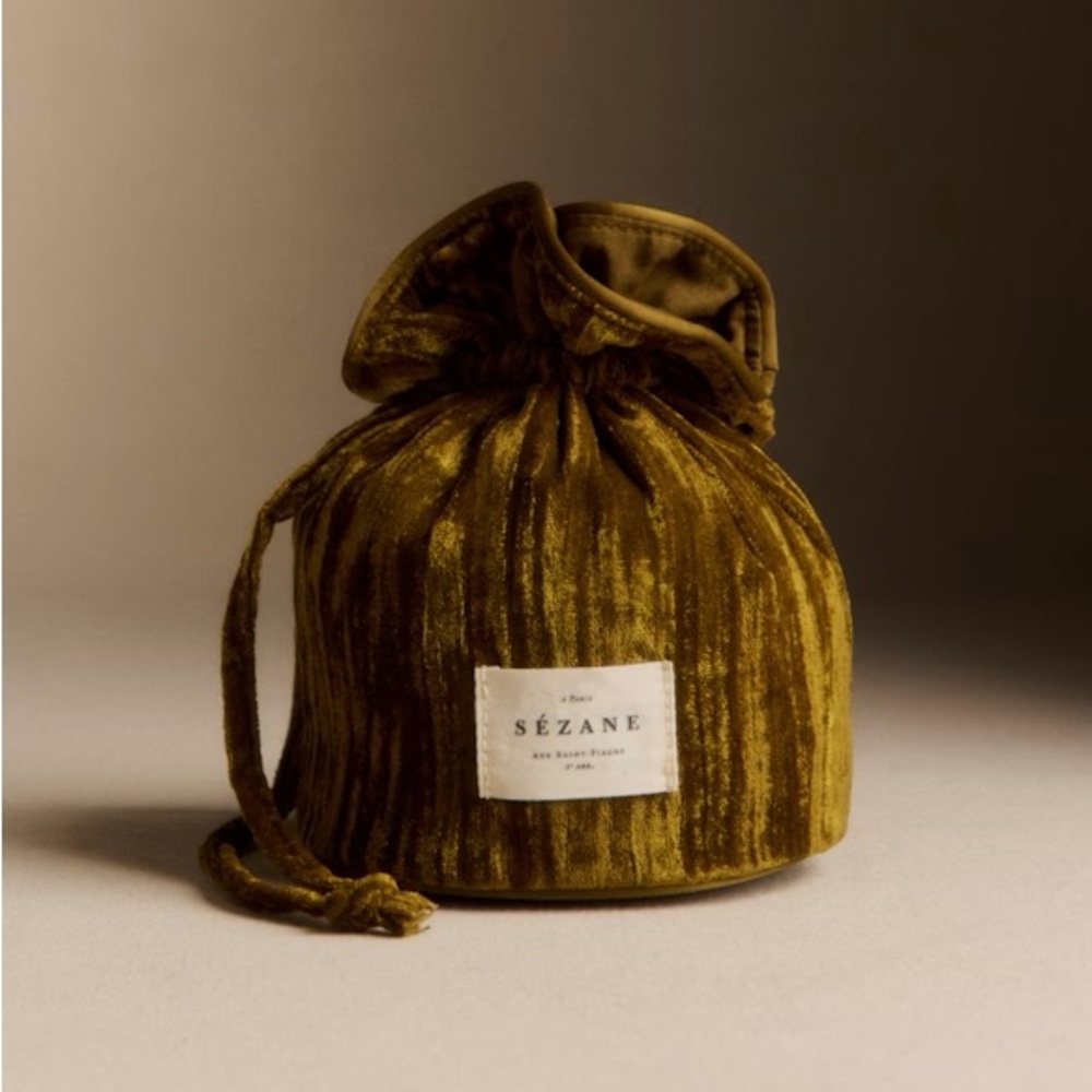 Sezane Gold Velvet Mini Bag